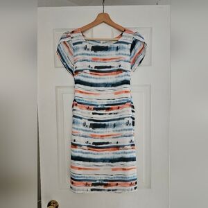 Pink Martini cocktail dress, brushstrokes design, elegant.